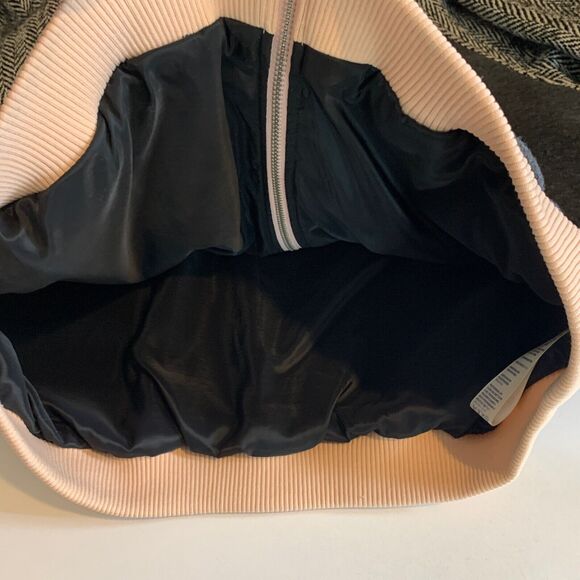 Rebecca Minkoff Jacket Womens L Large Grey Pink Herringbone Wool Blend Contrast - Picture 10 of 14